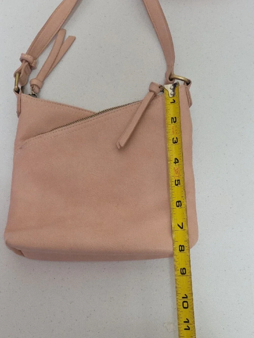 Sleek Blush Pink Crossbody Bag with 2 Pocket Diagonal Zip